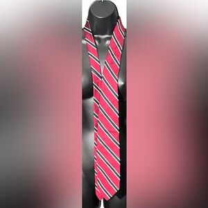 Robert Talbott Red w/ White & Navy Stripe Silk Tie